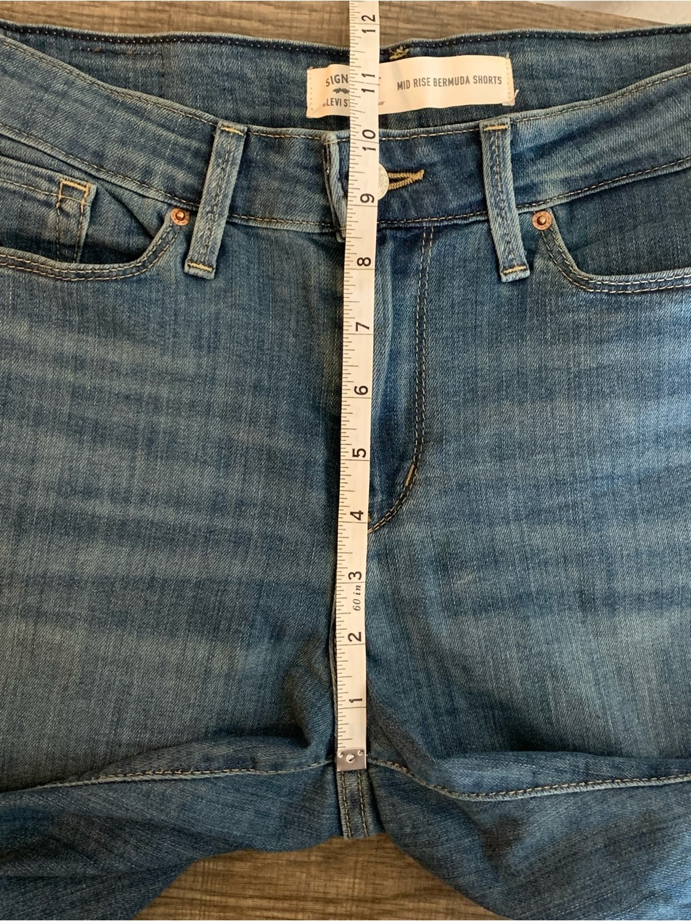 Signature by Levi Strauss Mid-Rise Denim Bermuda Shorts in Medium Blue - Picture 4 of 8